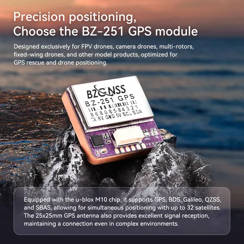 Vista 3 de BZGNSS BZ-251 FPV Módulo GPS - Dual Protocolo M10 Drone GPS para RC FPV Drone Racing de ala fija de largo alcance compatible con controlador