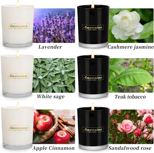 Vista 2 de Paquete de 6 velas perfumadas, 6 velas grandes de 5.8 onzas, velas aromáticas para el hogar, velas de soja de larga duración de 250 horas, velas
