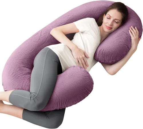 Vista 12 de 1 MIDDLE ONE Almohada de embarazo, almohada de cuerpo completo en forma de C para mujeres embarazadas para apoyo de maternidad con funda (negro)
