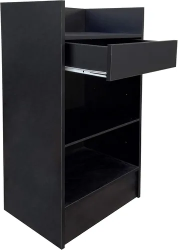 Vista 3 de FixtureDisplays® Soporte negro para caja registradora con estante de almacenamiento ajustable 119721