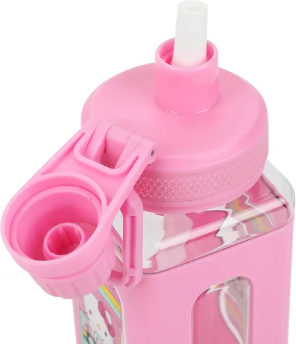 Vista 8 de Bioworld Hello Kitty - Botella de agua de plástico de 24 onzas, diseño de cinta de cassette, color rosa