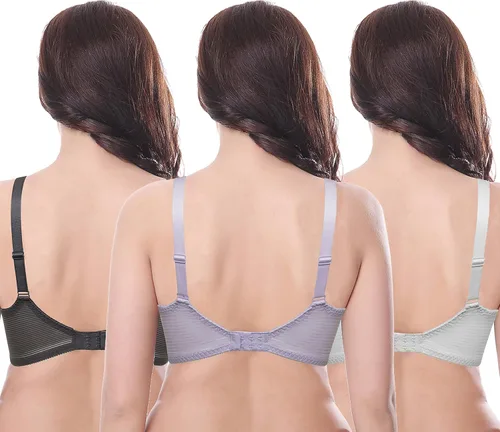 Vista 2 de Curve Muse Women's Plus Size Minimizer Unlined Underwire Full Coverage Bra-2 or 3pack