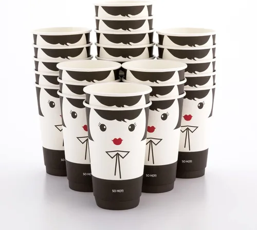 Vista 15 de Restaurantware Tazas de café de papel de 8 onzas, 25 vasos de papel desechables de doble pared, a prueba de fugas, reciclables, vasos calientes