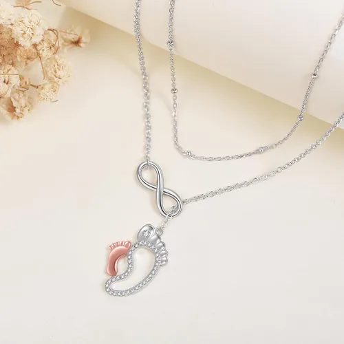 Vista 4 de MONGAS Lariat - Collar en capas de plata de ley 925 en forma de Y, gargantilla en capas, regalos de joyería de Navidad para mujer