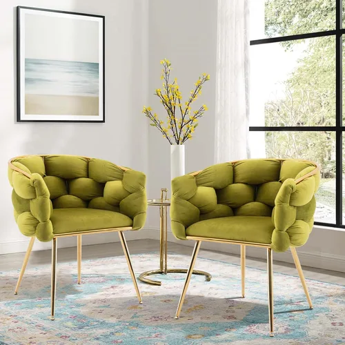 Vista 18 de Sillas de comedor de terciopelo, silla moderna con patas mentales doradas, sillón tapizado a mano para comedor, cocina, sala de estar (gris)