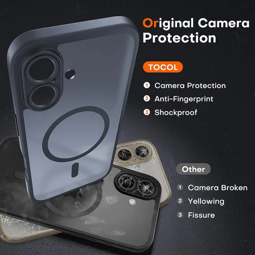 Vista 213 de TOCOL Funda para iPhone 11, compatible con Magsafe, protección completa de cámara, imanes integrados, protección contra caídas, funda translúcida