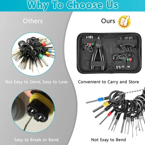 Vista 5 de Kikerike Kit de herramientas de extracción de terminales, 45 piezas, herramienta de desfilado, conector eléctrico, kit de herramientas de extracción