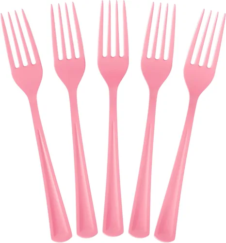 Vista 11 de Exquisite Tenedores de Plástico Verde Esmeralda 50 Piezas Tenedores Verdes Utensilios Desechables Juego de Cubiertos de Plástico Resistente