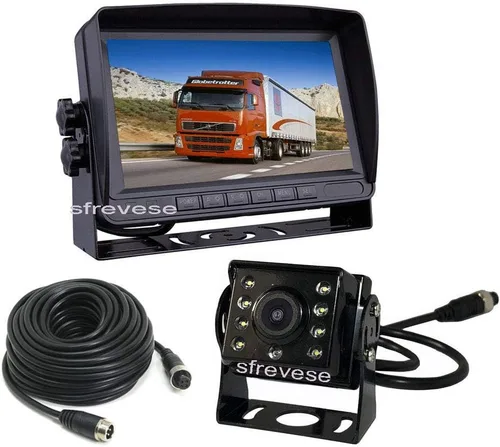 Kit de cámara y monitor de visión trasera para vehículo, IP69 impermeable visión nocturna HD 1080P cámara trasera + grabación IPS SD DVR de 7