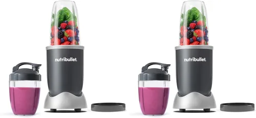 Vista 12 de nutribullet Licuadora personal, batidos, batidos, preparación de alimentos y mezcla congelada, 24 onzas, 600 vatios, gris, NBR-0601WM, (paquete de 2)