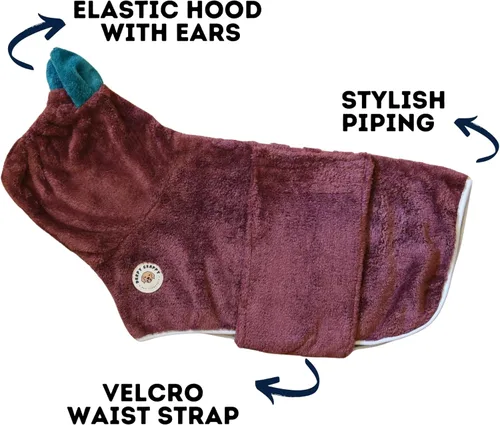 Vista 7 de DERPYCHAPPY Toalla Premium para Perros y Bata de Baño para Perros para Secar Perros Fabricada en Corea Toalla de Baño de Microfibra Super