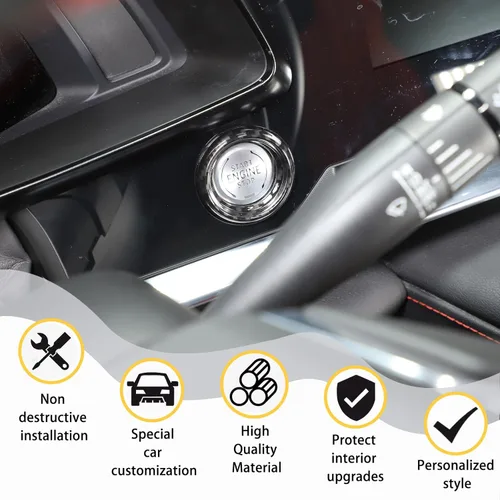 Vista 4 de Cubierta decorativa para el botón de arranque del motor del interior del automóvil compatible con Chevrolet Corvette C8 Stingray 2020-2023, cubierta