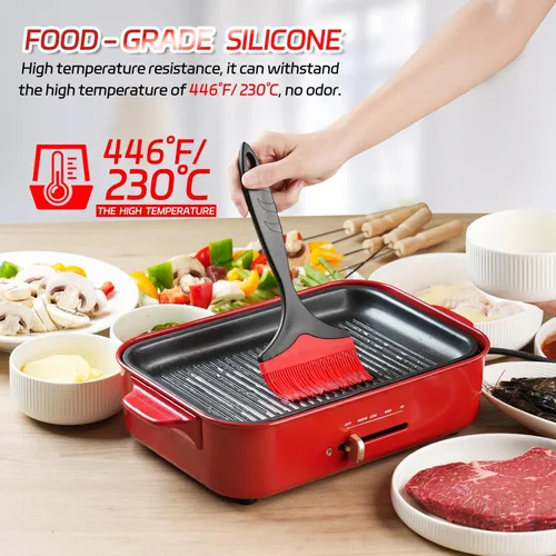 Vista 3 de Cepillo grande de silicona para repostería, cepillo de silicona extra ancho de 3.95 pulgadas para asar a la parrilla, cepillos resistentes al calor