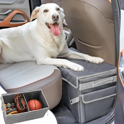 PETSFIT Extensor de asiento para perros, extensor de asiento de automóvil para asiento delantero y trasero, organizador de automóvil plegable para