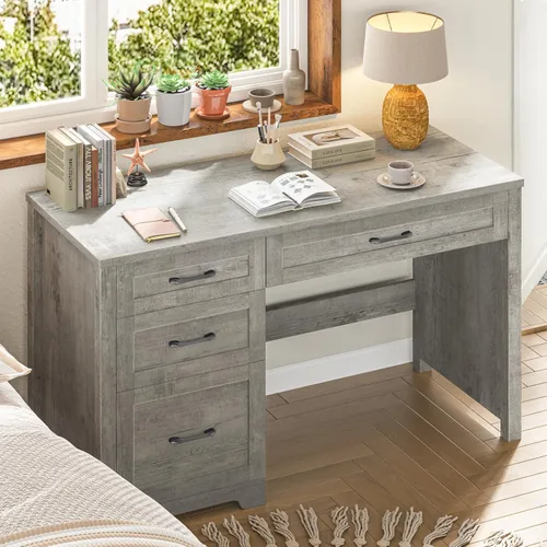 Vista 20 de Befrases Farmhouse 47" Executive Desk with 3 Storage Drawers, Wood Computer Desk with File Drawer, Workstation for Home Office, Study