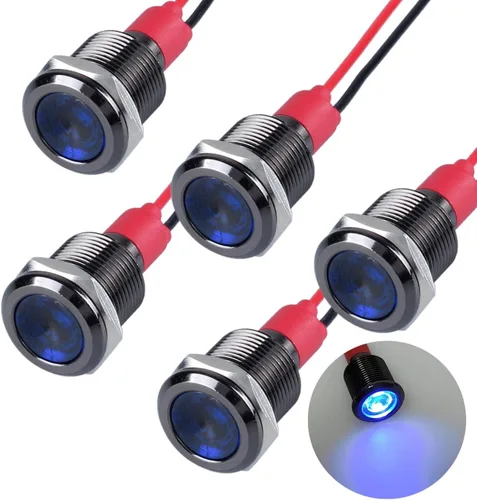 Vista 29 de 5 piezas de luz indicadora LED de ahorro de energía de 12V-24V de 20mA con carcasa de aleación de aluminio de 6mm (1/4") orificio de montaje