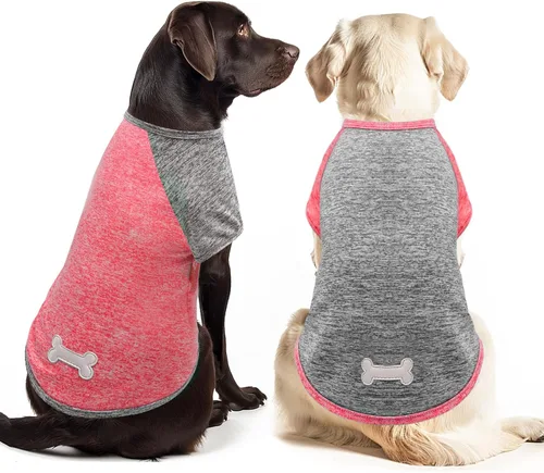 Vista 13 de KYEESE Paquete de 2 camisas para perro con mangas, camisetas ligeras de protección solar para perros pequeños y niños, camiseta sin mangas