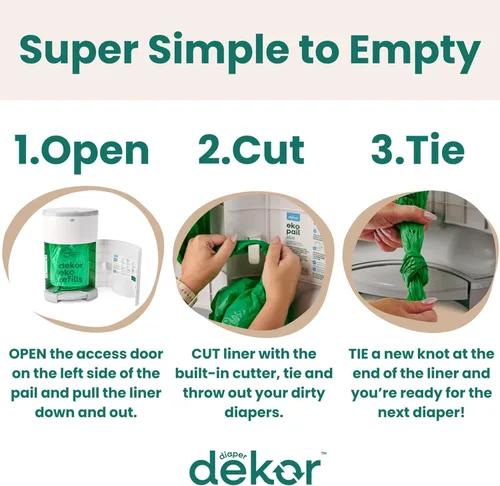 Vista 4 de Diaper Dekor Recambios CLASSIC para Cubo de Pañales, 2 Unidades, Sin Fragancia, Marcado Exclusivo de Final de Rollo, Rápido y Fácil de Reemplazar