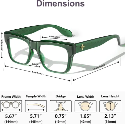 Vista 5 de VISOONE - Lentes cuadrados TR90 con bloqueo de luz azul, elegantes anteojos de computadora para mujeres y hombres; Randi