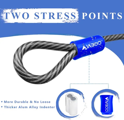 Vista 2 de Candado de Seguridad de Cable de Acero de 1/2 Pulgada de Alta Resistencia con Bucles 4FT/6FT/8FT/10FT para Bicicleta, Candado de Cadena de Cable