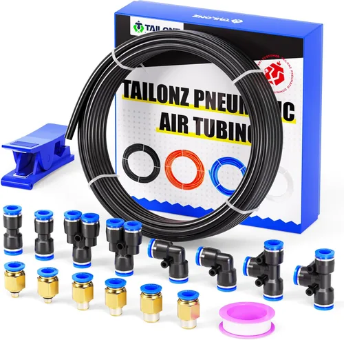 TAILONZ PNEUMATIC Negro 0.157 in o 5/32 pulgadas OD 0.098 in ID poliuretano PU manguera de aire tubo kit 32.8 ft 32.8ft