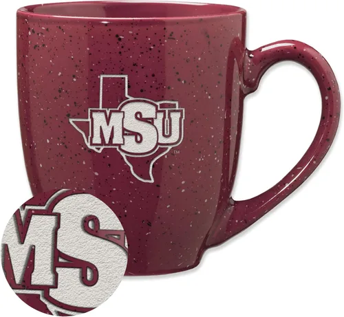 Vista 23 de Rico Industries NCAA Saint Joseph's (PA) Hawks Logo Principal Color Marrón 16 oz Logotipo del Equipo de Color Láser Grabado en Cerámica Moteada Taza