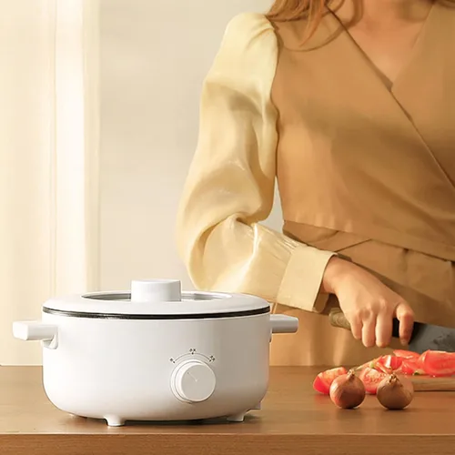 Vista 8 de Zerodis, Sobrecalentamiento y hervido en seco para pasta Shabu Shabu Sopa Hot Pot Steak Sartén eléctrica multifunción