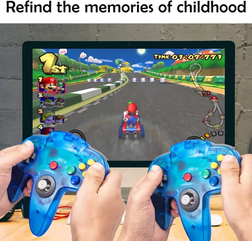 Vista 2 de 2 Pack N64 USB Controller, miadore USB Retro N64 Gamepad Joystick Raspberry Pi Controller for Windows PC MAC Linux (Clear Blue)