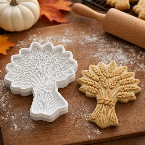 Vista 221 de Juego de 8 cortadores de galletas de Acción de Gracias con relieves, pavo y calabaza, maíz y hojas de arce y más, colección completa de otoño de 3