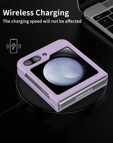 Vista 6 de Cresee Funda para Samsung Galaxy Z Flip 5 (2023) con protector de pantalla de cubierta, funda delgada para teléfono de PC dura para Galaxy Z Flip5
