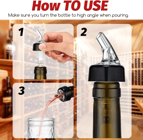 Vista 4 de Vertedor automático de botellas con boquilla de medición para botellas de licor, vertedor de botellas de licor, Jigger Quick Shot - Vertedor