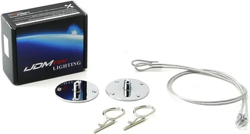 Vista 7 de iJDMTOY Kit estético clásico de 2.5 pulgadas con acabado plateado pulido/cromo, bloqueo de liberación rápida, pasador de pestillo con cables