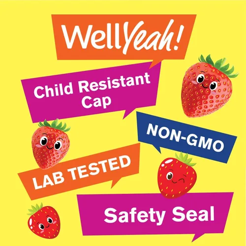 Vista 5 de WellYeah B Complex - Gomitas para niños, con vitamina C, niacina, vitamina B6, ácido fólico, vitamina B12, biotina y ácido pantoténico, suministro