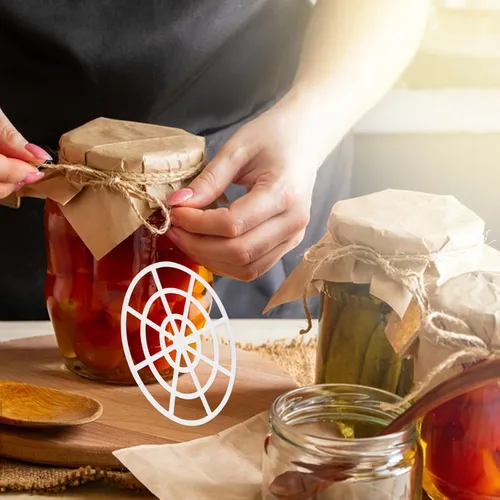 Vista 6 de VOSAREA 15pcs Pequeño Pickle Jar Presser Mesh Para Fermentación Plástico Fermentación Malla Helper Prensa Herramienta Para Decapado Chucrut Y
