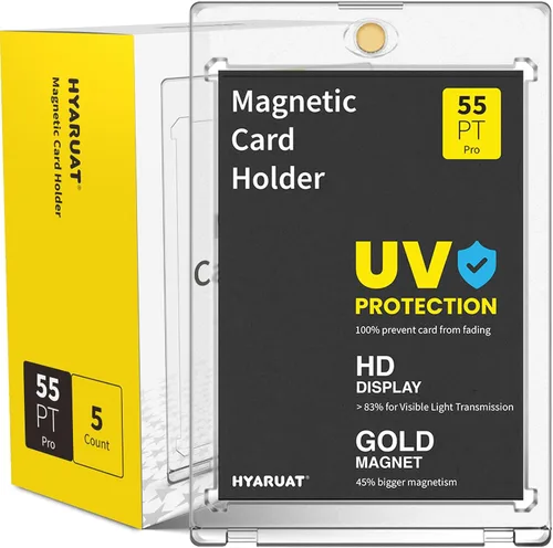 Vista 17 de Portatarjetas magnéticos de 35 puntos para tarjetas intercambiables, paquete de 5 fundas duras blancas transparentes de un solo toque con imán más