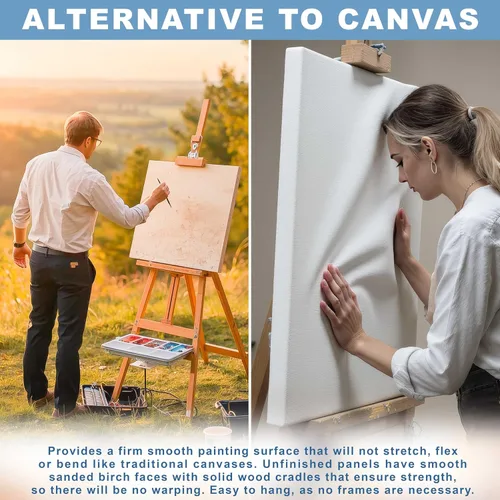 Vista 4 de U.S. Art Supply Paneles de madera acunados sin terminar de 16 x 20 pulgadas para pintar, estudio de 34 pulgadas de profundidad (paquete de 2)