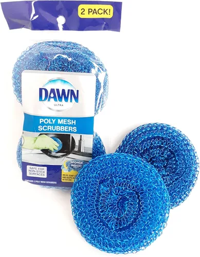 Vista 3 de Dawn Scrubbers, juego de 4 exfoliantes de malla de poliéster duraderos antiarañazos para lavar platos (2 paquetes de 2)