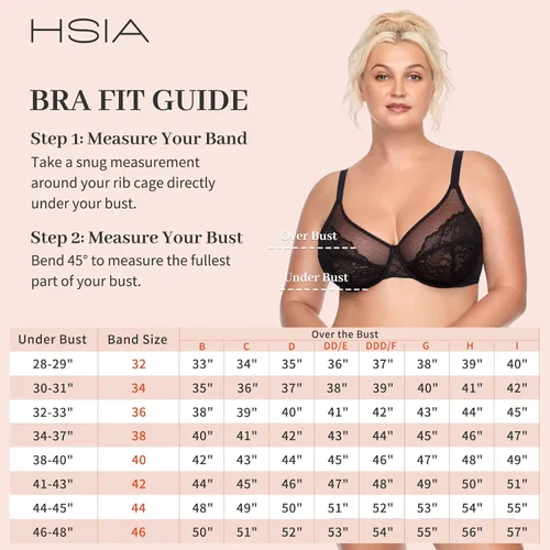 Vista 6 de HSIA - Brasieres reductores para mujer, cobertura completa, brasieres con aros, talla extragrande, brasier de encaje que levanta el busto