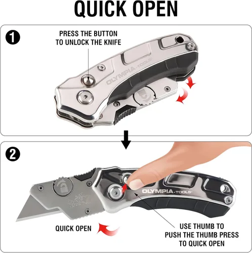 Vista 4 de Olympia Tools Cuchillo utilitario de acero inoxidable Turbofold 33-125