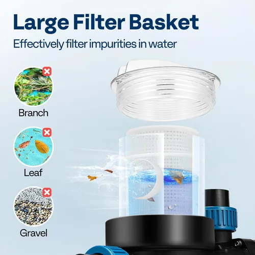 Vista 5 de VIVOHOME Bomba de piscina autoprimante potente de 1.5 HP 6360 GPH con interruptor de encendido/apagado para piscina enterrada/sobre el suelo