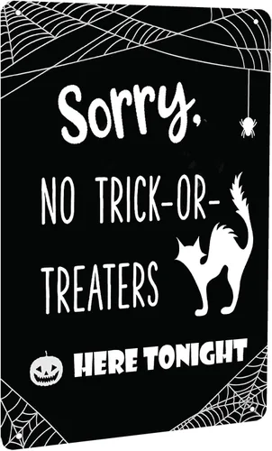 Vista 8 de Letrero de hojalata con texto en inglés «Please Take One Be Kind and Leave Some Behind for the Other Trick or Treaters»