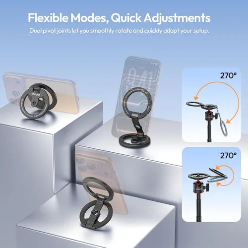 Vista 7 de ULANZI MA02 Soporte de Agarre de Anillo Magnético Doble para Teléfono, Aluminio para MagSafe Gym Kickstand Compatible con iPhone 17-12 Series