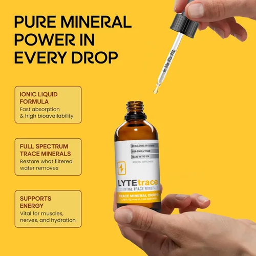 Vista 4 de LyteLine Trace Mineral Drops - Gotas de 3.4 fl oz x 200 porciones, concentrado de minerales traza iónicos naturales sin sodio para equilibrar el pH