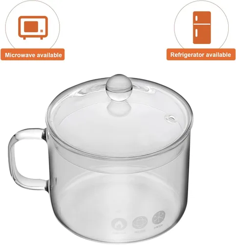 Vista 8 de Cacerola de vidrio con tapa, 1L/1 cuarto de galón, resistente al calor, olla de cocción a fuego lento con tapa, utensilios de horno para microondas