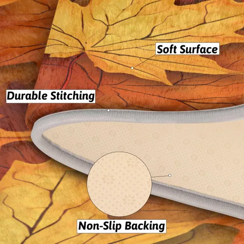 Vista 6 de cfpolar Autumn Maple Leaf Pattern Bathroom Rugs Non-Slip Bath Rug Microfiber Bath Mat Absorbent Kitchen Mats and Rugs Machine Washable Oval Plush