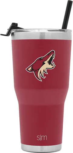 Simple Modern Vaso Cruiser Cruiser con licencia oficial de la NHL Arizona Coyote de 30 onzas, taza de viaje aislada con tapa abatible y popote