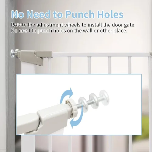 Vista 5 de Puerta de bebé para escaleras, puertas de seguridad de cierre automático, puerta para niños extra alta y ancha, puertas para perros fáciles