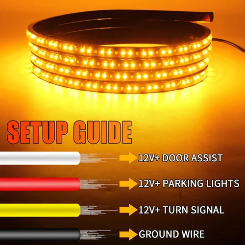 Vista 5 de 2 luces para estribo de 10 pies, luz LED lateral con 360 LED secuenciales ámbar intermitentes y luz blanca de cortesía, tiras de luz de emergencia