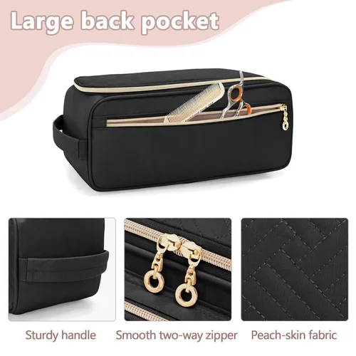 Vista 4 de YARWO Bolsa de viaje para herramientas para el cabello 2025 con alfombrilla resistente al calor para alisador, rizador/plancha, cepillo