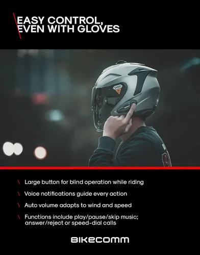Vista 6 de BIKECOMM BK-S2 - Intercomunicador de auriculares Bluetooth para motocicleta, altavoces inalámbricos de rango de 1200 M, sistema de comunicación